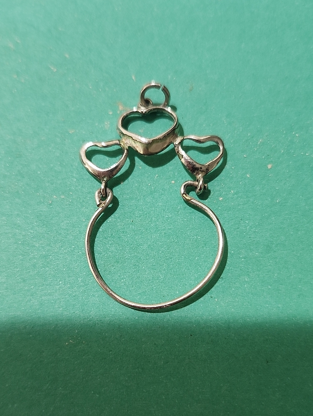 Sterling Silver Heart Trio Charm Ring